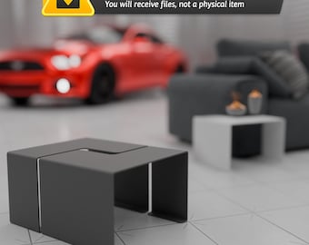 Mesa de centro + mesita de noche. Planos minimalistas en formato DXF: Muebles cortados con láser para bricolaje (descarga digital).