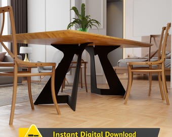 DIY Table Legs DXF Plan: Modern Furniture Design (Digital Download with Assembly Guide)