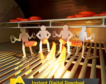 Funny Sausage Holder DXF | BBQ Grill Man Metal Art | Laser Cut DXF File | Beer & Grill Gift for Men