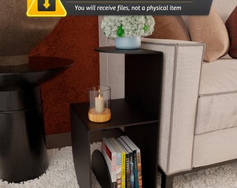 Mesita de noche metálica estilo loft (archivo DXF) – Descarga instantánea de planos de corte CNC