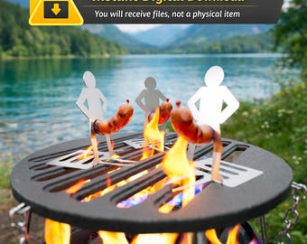 Funny BBQ Metal Men - Sausage Grill Holder DXF File (Digital Download)