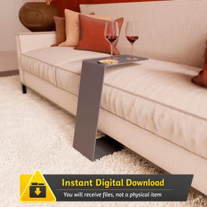 С-Shaped Metal Side Table DXF File + renders for e-commerce | Modern Minimalism | Instant Download Project