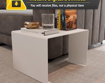 Mesa de centro minimalista tipo loft en formato DXF / Planos de corte láser CNC / Diseño de interiores industrial y moderno