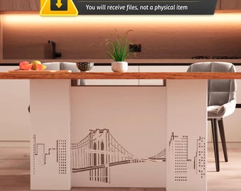 Mesa urbana de Nueva York con horizonte y puente / Proyecto de mobiliario digital / 3 opciones de altura