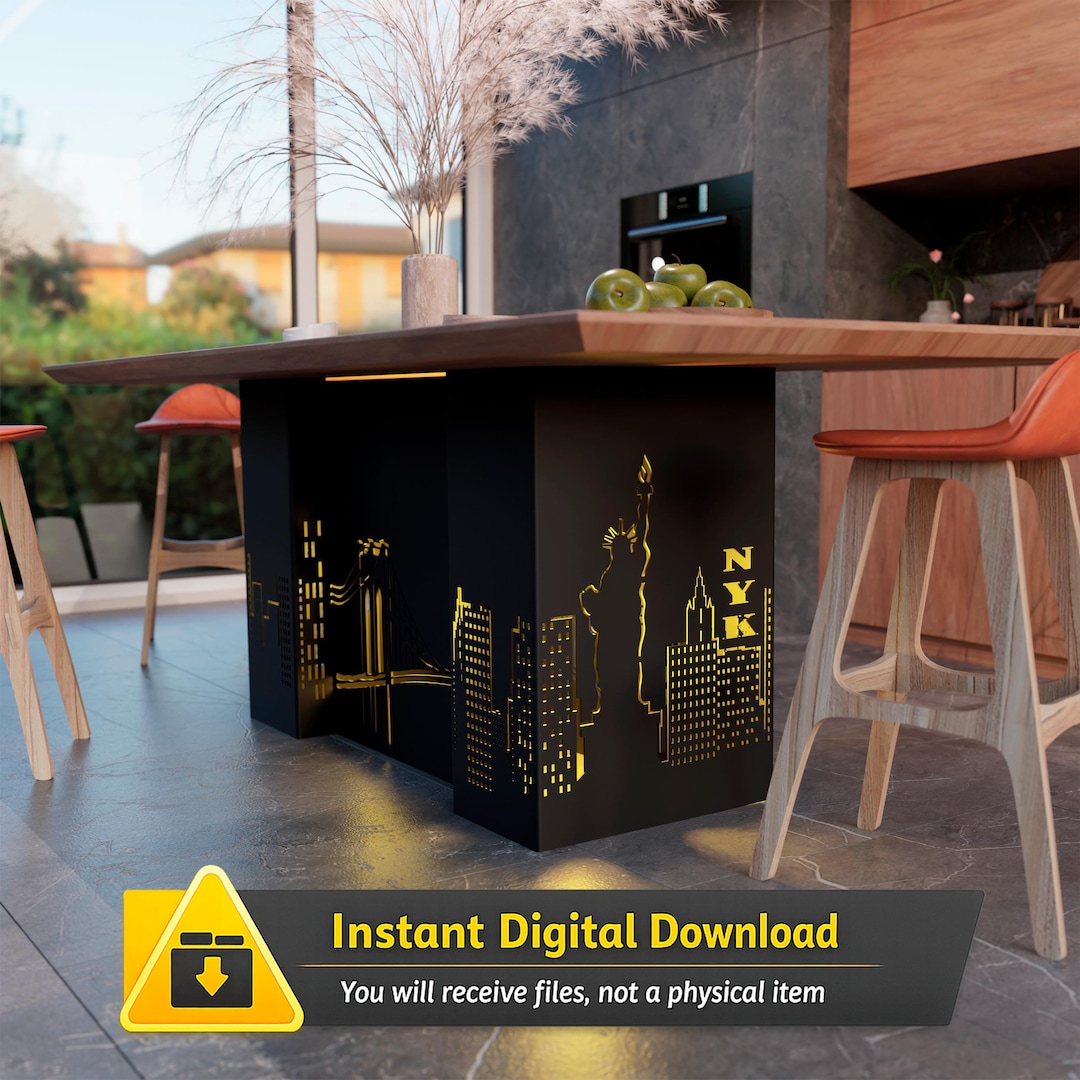 Urban NYC Table With Skyline & Bridge | Digital Furniture Project | 3 ...