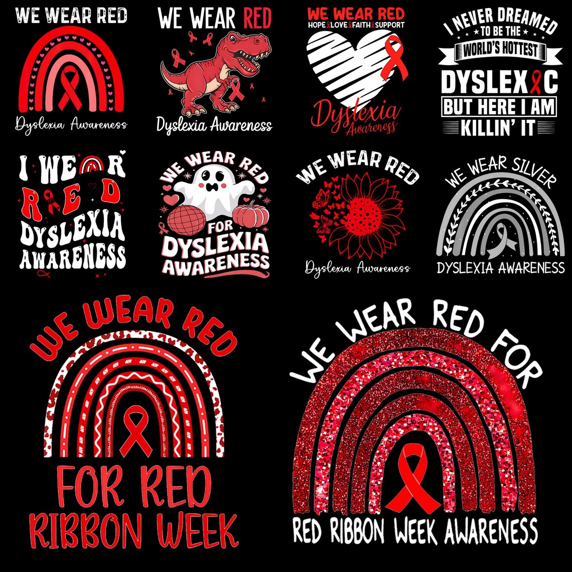 We Wear Silver Ribbon Support Dyslexia PNG, Awareness Sublimation ...