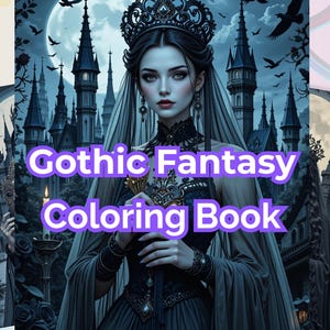Gothic Fantasy Coloring Book 60 Pages | Vamp Romantic & Midnight Masquerade | Printable Adult Colouring Pages