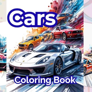 Pages de coloriage de voitures, livre de coloriage de 85 pages au format PDF, voitures de sport, muscle cars et voitures classiques, à imprimer pour adultes, adolescents et enfants