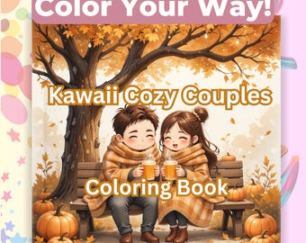 Disegni da colorare autunnali: libro da colorare Kawaii e accogliente per coppie, 50 pagine per adulti