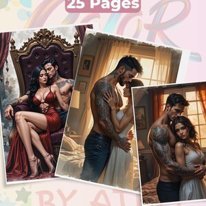 Steamy Adult Couples Coloring Book: 25 Romantic Line Art Pages - Digital PDF Download