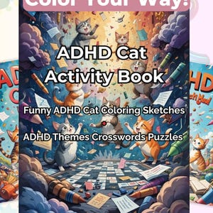Funny ADHD Cat Activity Book — Neurospicy Dopamine Menu Coloring — Low Demand Task PDF