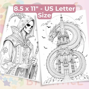 Gothic Fantasy Coloring Book 60 Pages | Vamp Romantic & Midnight Masquerade | Printable Adult Colouring Pages