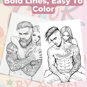 Steamy Adult Couples Coloring Book: 25 Romantic Line Art Pages - Digital PDF Download