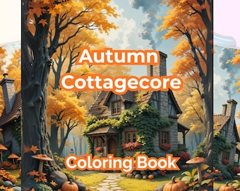 Herbst Malvorlagen Printable | Herbst Malbuch 50 Designs | Kürbisse Blätter Gemütliche Szenen | Stressabbau für Erwachsene PDF