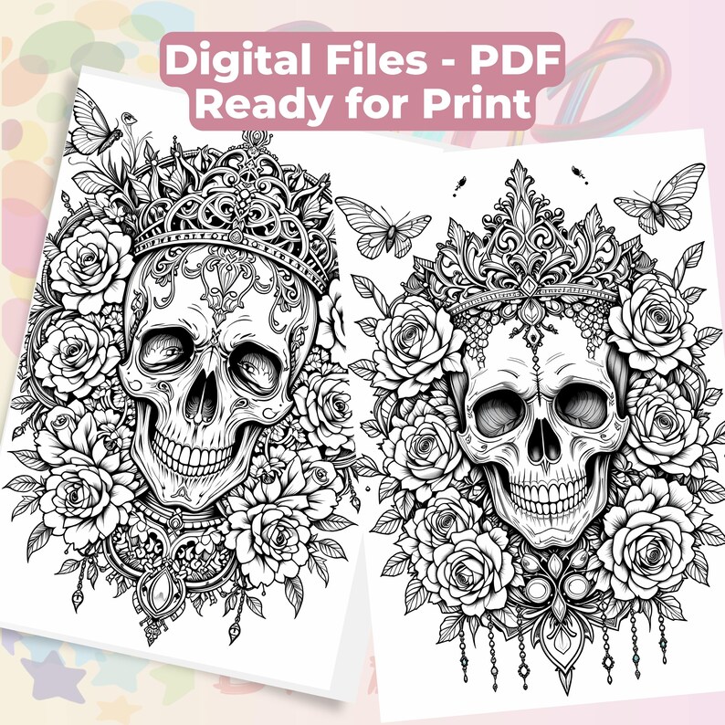 Gothic Fantasy Coloring Book 60 Pages | Vamp Romantic & Midnight Masquerade | Printable Adult Colouring Pages
