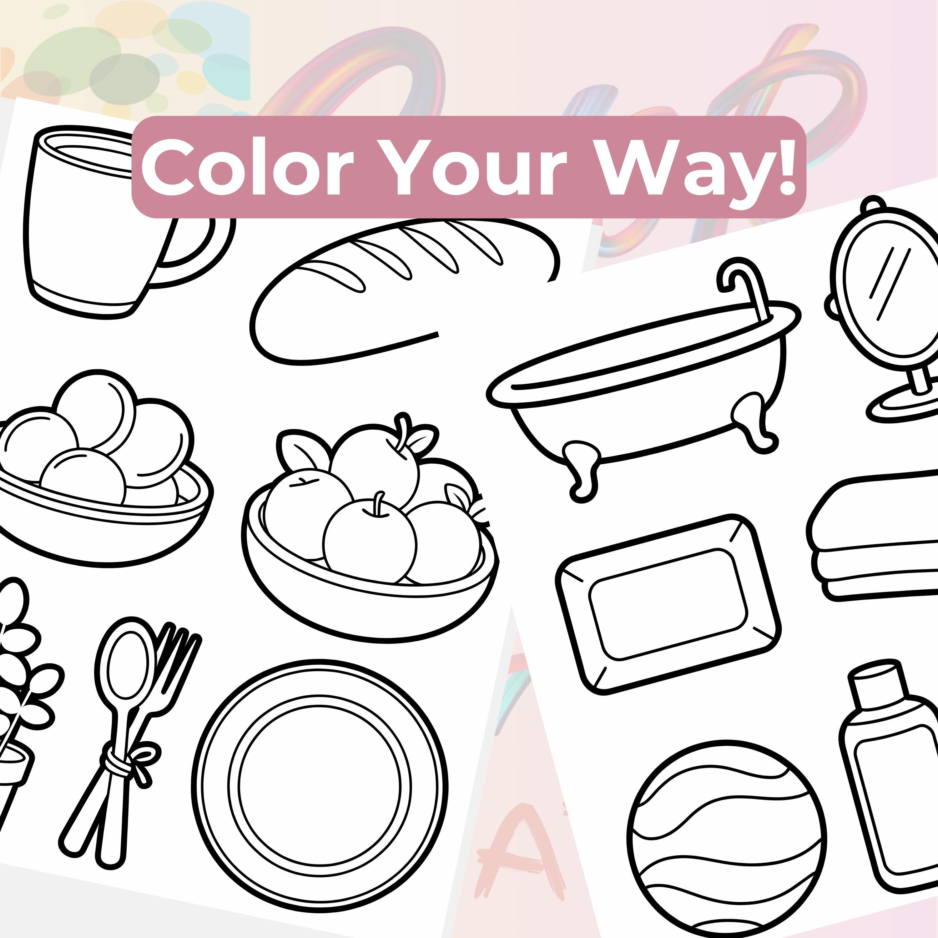 Printable Vision Board Cutouts Coloring Book | 100 Pages | Goals, Home ...