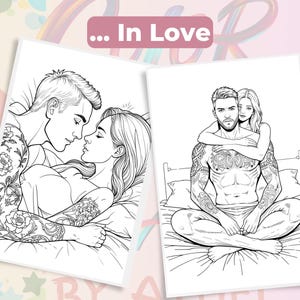 Steamy Adult Couples Coloring Book: 25 Romantic Line Art Pages - Digital PDF Download