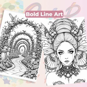 Gothic Fantasy Coloring Book 60 Pages | Vamp Romantic & Midnight Masquerade | Printable Adult Colouring Pages