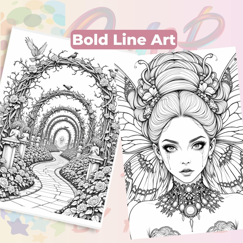 Gothic Fantasy Coloring Book 60 Pages | Vamp Romantic & Midnight Masquerade | Printable Adult Colouring Pages
