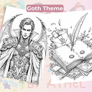 Gothic Fantasy Coloring Book 60 Pages | Vamp Romantic & Midnight Masquerade | Printable Adult Colouring Pages