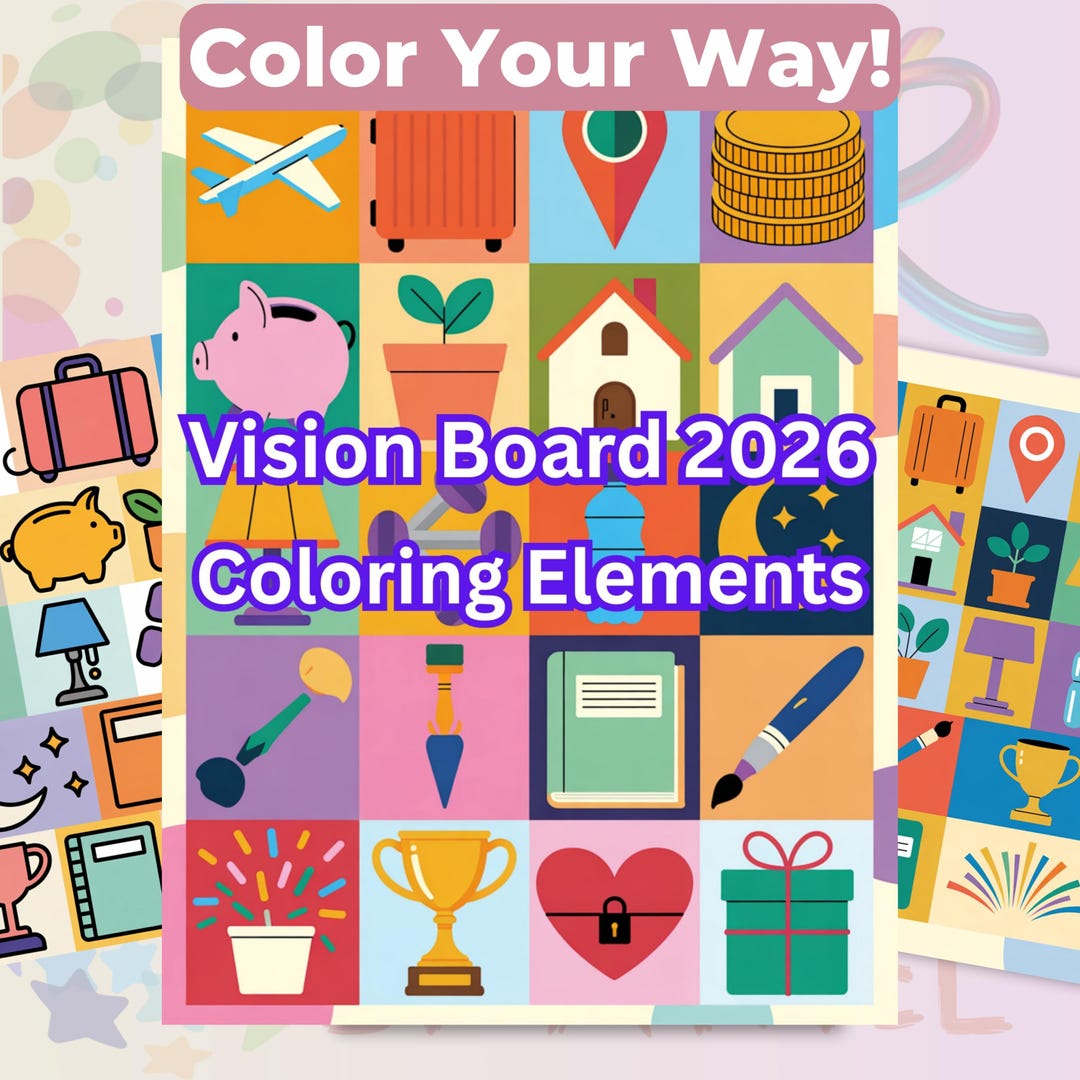 Manifestation Vision Board Cutouts – Coloring Collage Art Kit (PDF ...