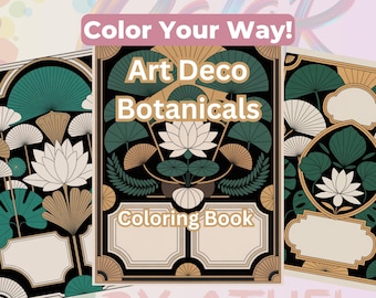 Kolorowanka w stylu art déco | 100 klasycznych wzorów botanicznych (wzór PDF)