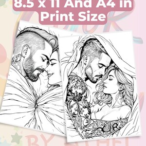Steamy Adult Couples Coloring Book: 25 Romantic Line Art Pages - Digital PDF Download