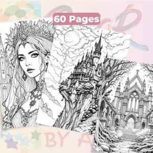 Gothic Fantasy Coloring Book 60 Pages | Vamp Romantic & Midnight Masquerade | Printable Adult Colouring Pages