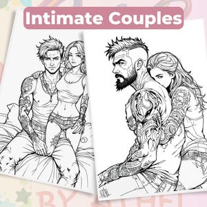 Steamy Adult Couples Coloring Book: 25 Romantic Line Art Pages - Digital PDF Download