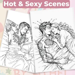 Steamy Adult Couples Coloring Book: 25 Romantic Line Art Pages - Digital PDF Download