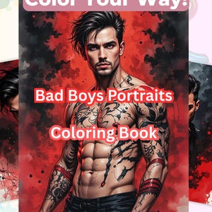 Sultry Men Portraits Coloring Book: Tattooed, Rugged, and Macho Guys for Adult Relaxation