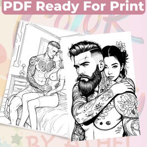 Steamy Adult Couples Coloring Book: 25 Romantic Line Art Pages - Digital PDF Download