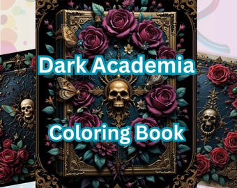 Kolorowanka Noir Dark Academia — Ilustracje tajemniczej Biblioteki Gotyckiej — Szkic wiktoriański w formacie PDF