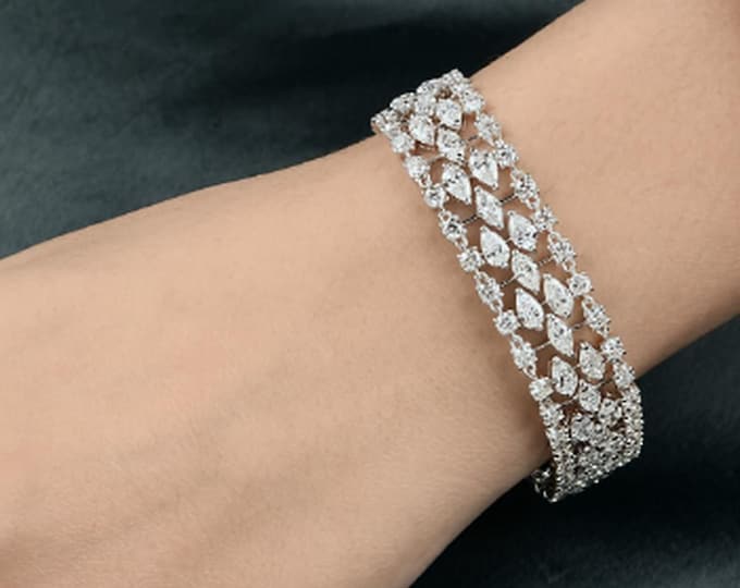 19.20 Ct Natural Diamond Bracelet 18K White Gold | SI/H Clarity Diamond Statement Tennis Bracelet for Women, Luxury Fine Jewelry Gift