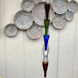 Wine Bottle Rain Chain 1 - Upcycled Glass Garden Decor