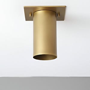 Modern Brass Ceiling Spot Light — Brass & Porcelain With Square Back Plate