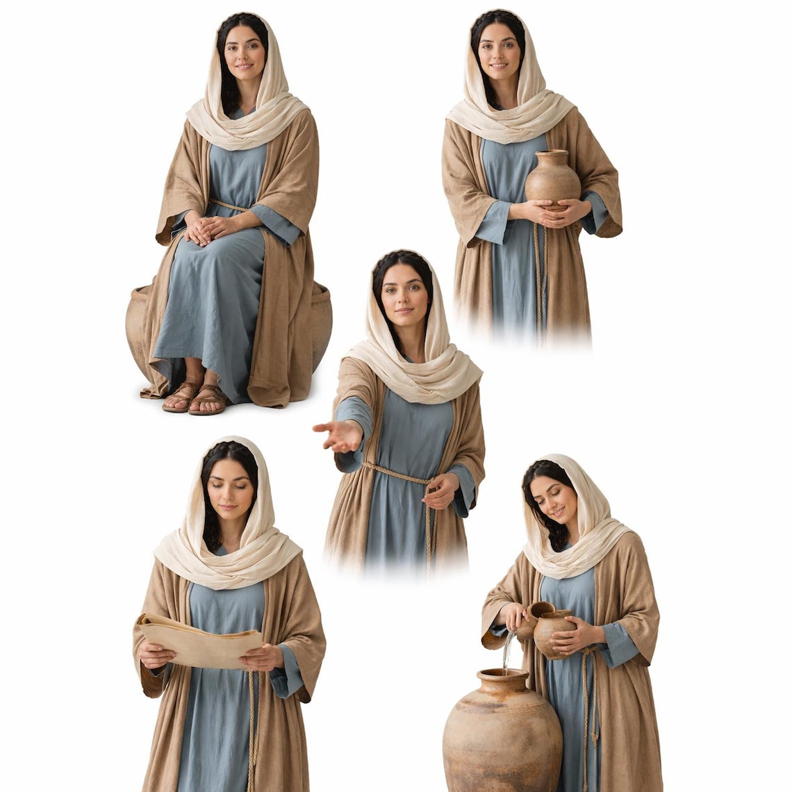 Biblical Mary Costume Women, Nativity Costume Dress, Blue Medieval ...