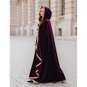 Purple Luxury Velvet Hooded Cloak | Victorian Renaissance Pirate Steampunk Gothic Costume | Wedding Cape | Medieval Cosplay & Stage Theater