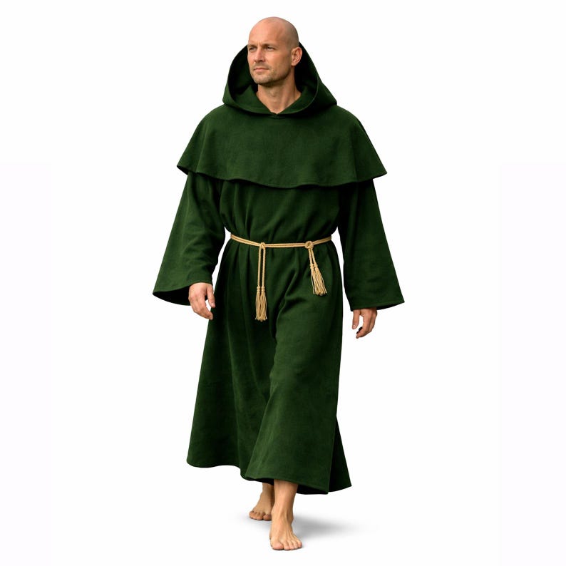 Brown Hooded Monk Robe, Medieval Friar Habit Costume for Men ...