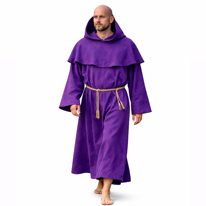 Brown Hooded Monk Robe, Medieval Friar Habit Costume for Men ...