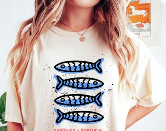 Coastal Sardine Shirt: Fish T-Shirt for Foodies, Ocean and Portugal Travel Lovers Tee