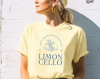 Limoncello Shirt: Retro Comfort Colors Tee with Lemon Graphic, Coastal Summer Top