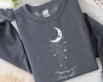Happiness Is a Starry Night Sweatshirt – Cozy Celestial Comfort Colors Sweater for Stargazers