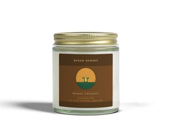Zachód słońca nad oceanem | Świeca zapachowa Mango Kokos | Wylewana ręcznie w USA