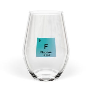 Periodic Table Stemless Wine Glass | Halogen Series | Science Gift