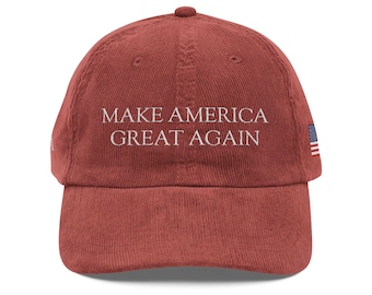 Corduroy pet MAGA | Geborduurde hoed Make America Great Again, Trump-cadeau