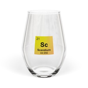 Periodic Table Stemless Wine Glass | Transition Metal Series | Science Gift
