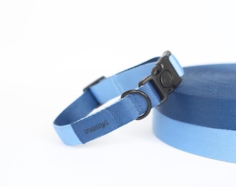 Collier pour chien personnalisé bleu marine et bleu clair : confortable, respectueux de la fourrure