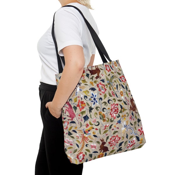 Met Art Collection Tote, Erbe-inspirierte Polyester-Tasche, Vintage-Tapisserie-Design-Einkaufstasche, Museumswürdige Tasche