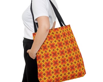 All Over Print (AOP) Tote Bag, Vintage 70s Motif Bag, Weekend Bag, Shopping Tote Bag, Everyday Tote, Gift for Her,Gift for Him,Shoulder Tote